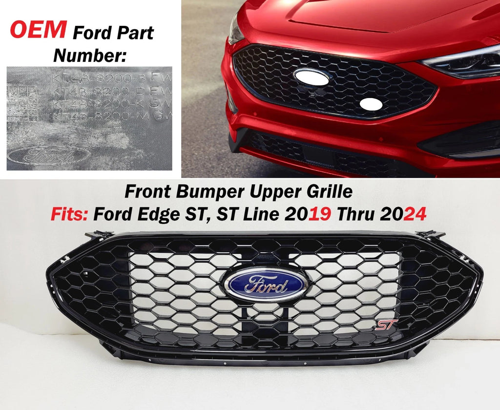 Front Bumper Upper Grille for Ford Edge ST (2019–2024) KT4Z-8200-BA Black