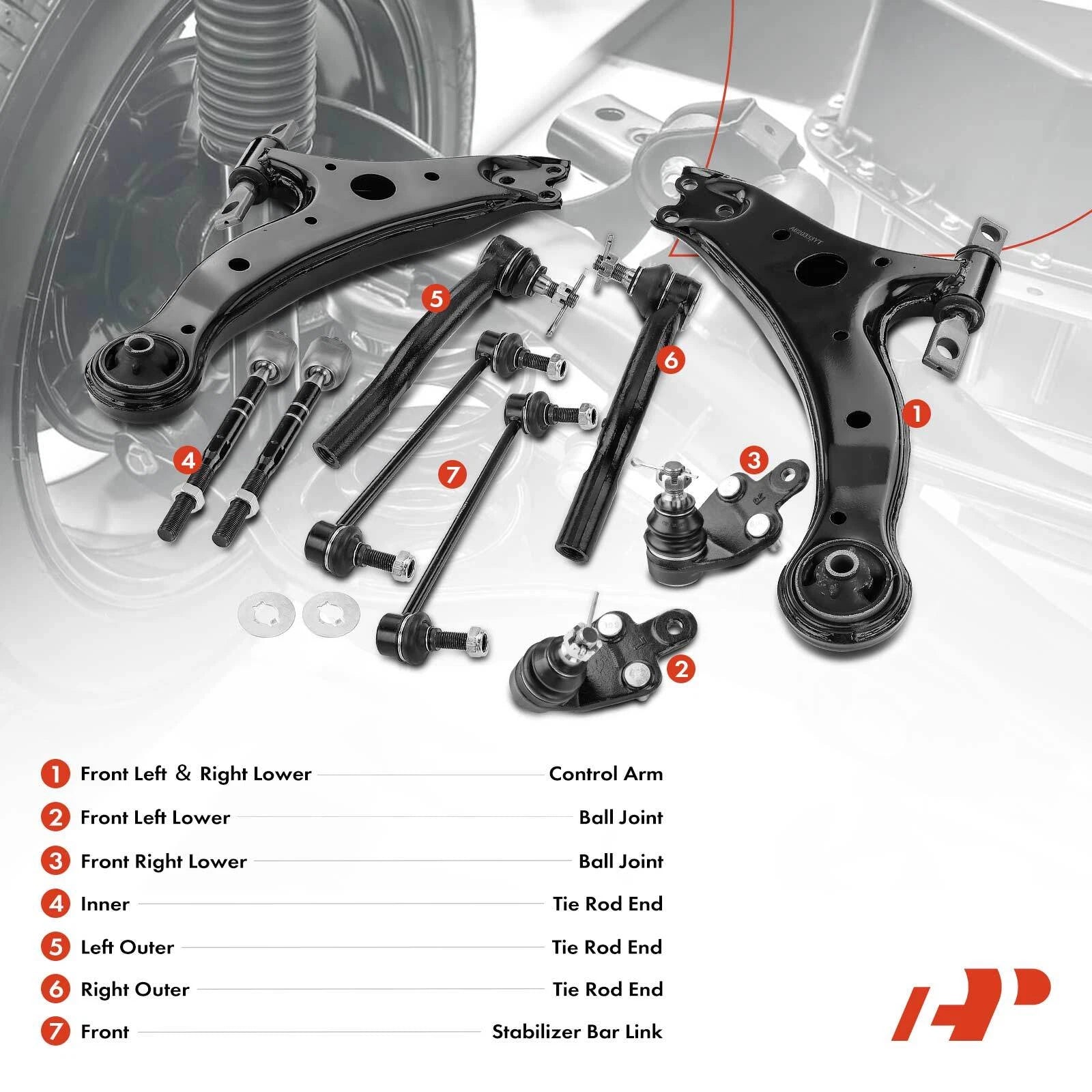 Lower Control Arm Ball Joint Sway Bar Tie Rod for Toyota Camry (2007–2011)