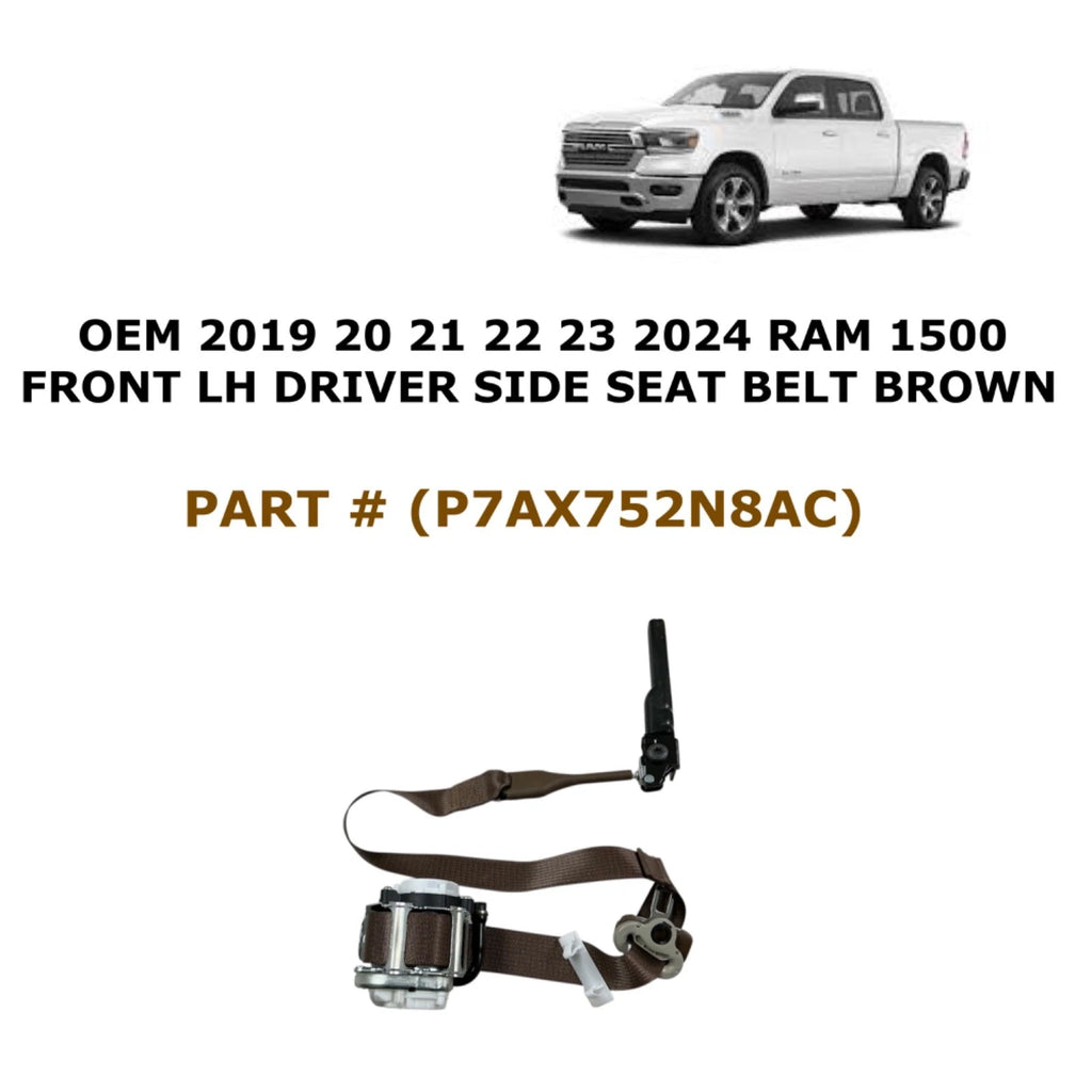 Front Left Seat Belt for RAM 1500 (2019–2024) P7X752N8AC Brown