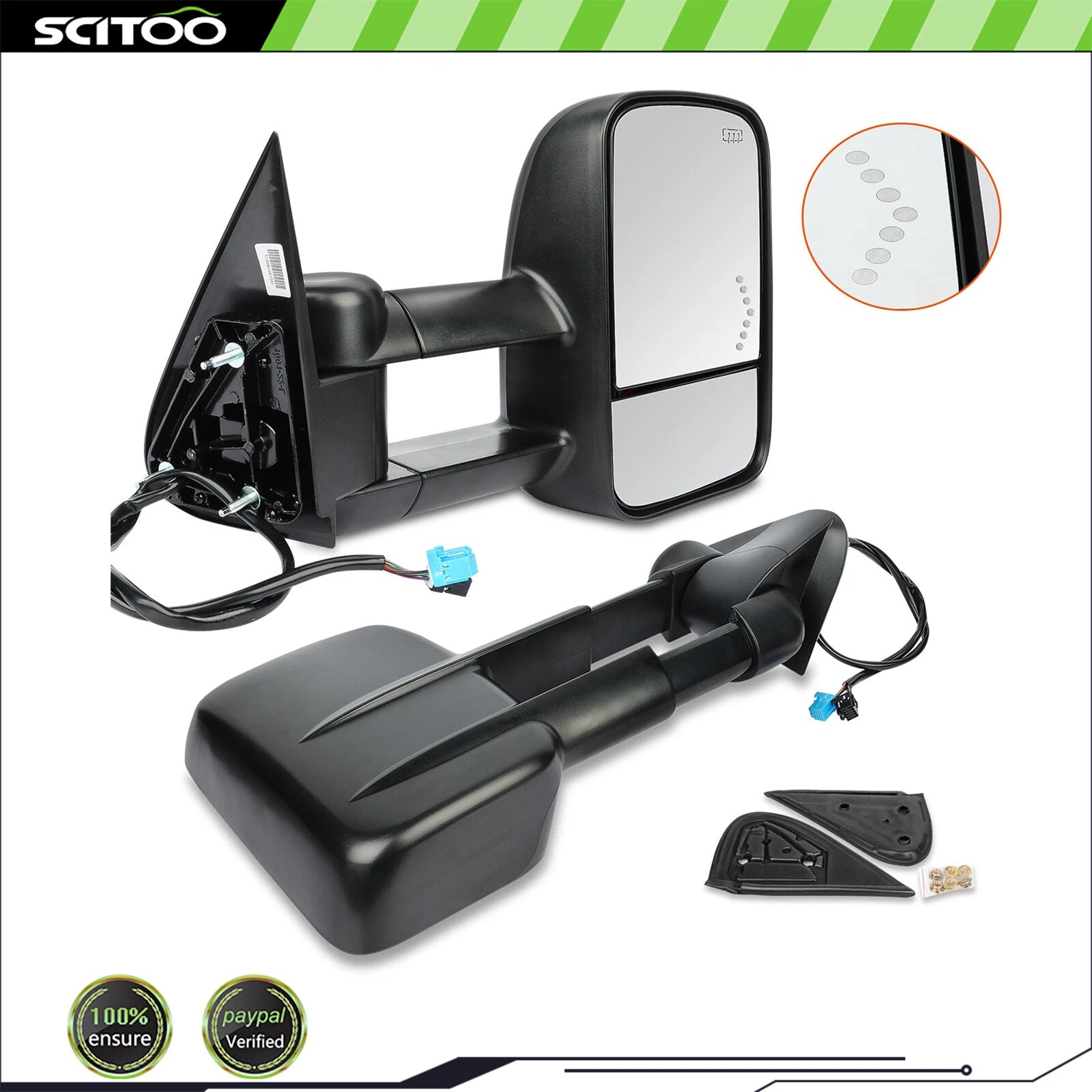 Pair of Towing Mirrors for Chevy Silverado (2003–2006) Power Heated LED