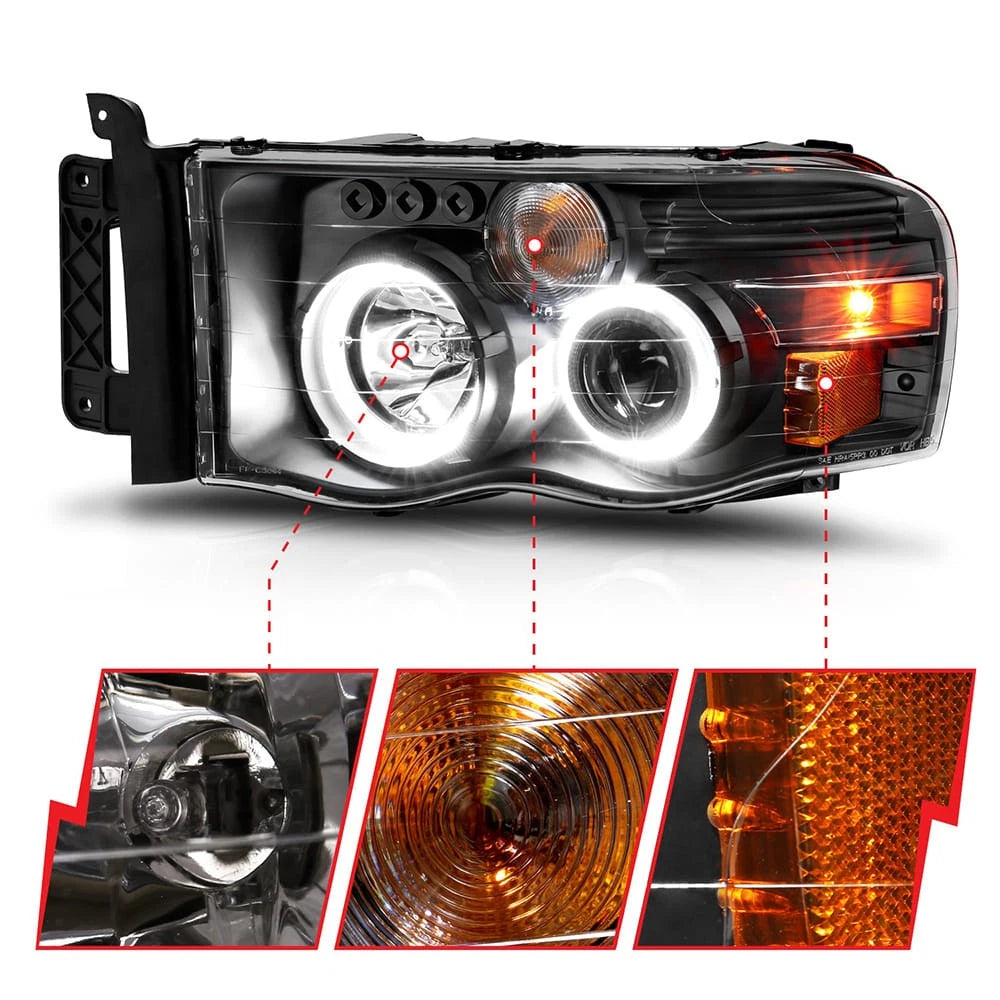 Projector Headlight Set Front Left Right for 2002–2005 Dodge Ram 1500