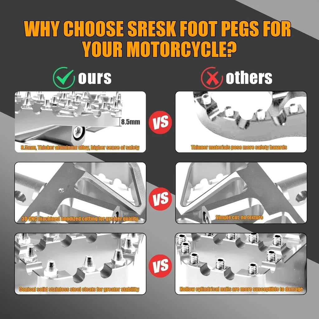 Chrome Foot Pegs MX Style for Harley Touring Sportster Softail Dyna