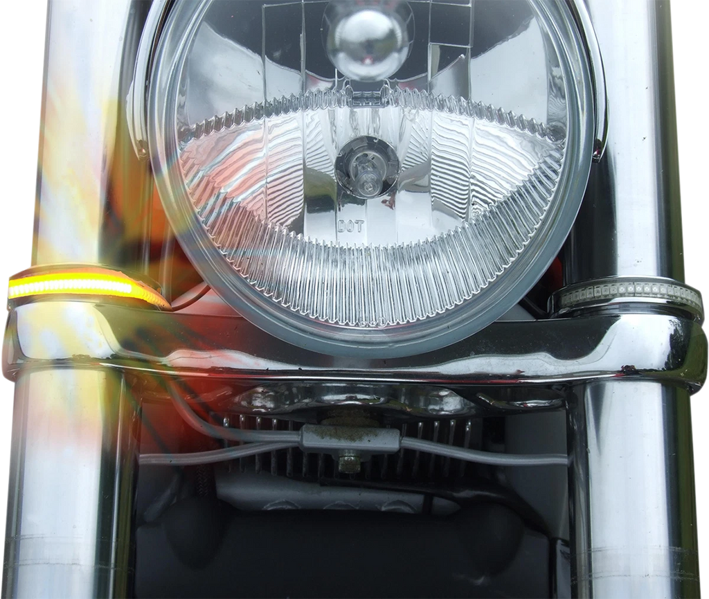 Wrap-Arounds LED Lights for Custom Dynamics (56 mm, Chrome, Clear/Amber)