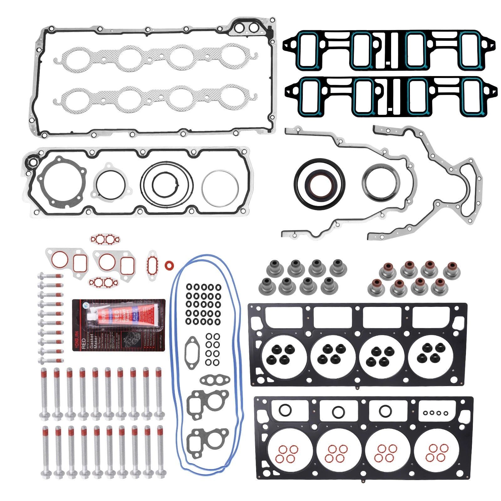 Full Gasket Set with Head Bolts for GMC Chevrolet 6.0, Cadillac 6.2 (2007–2011)