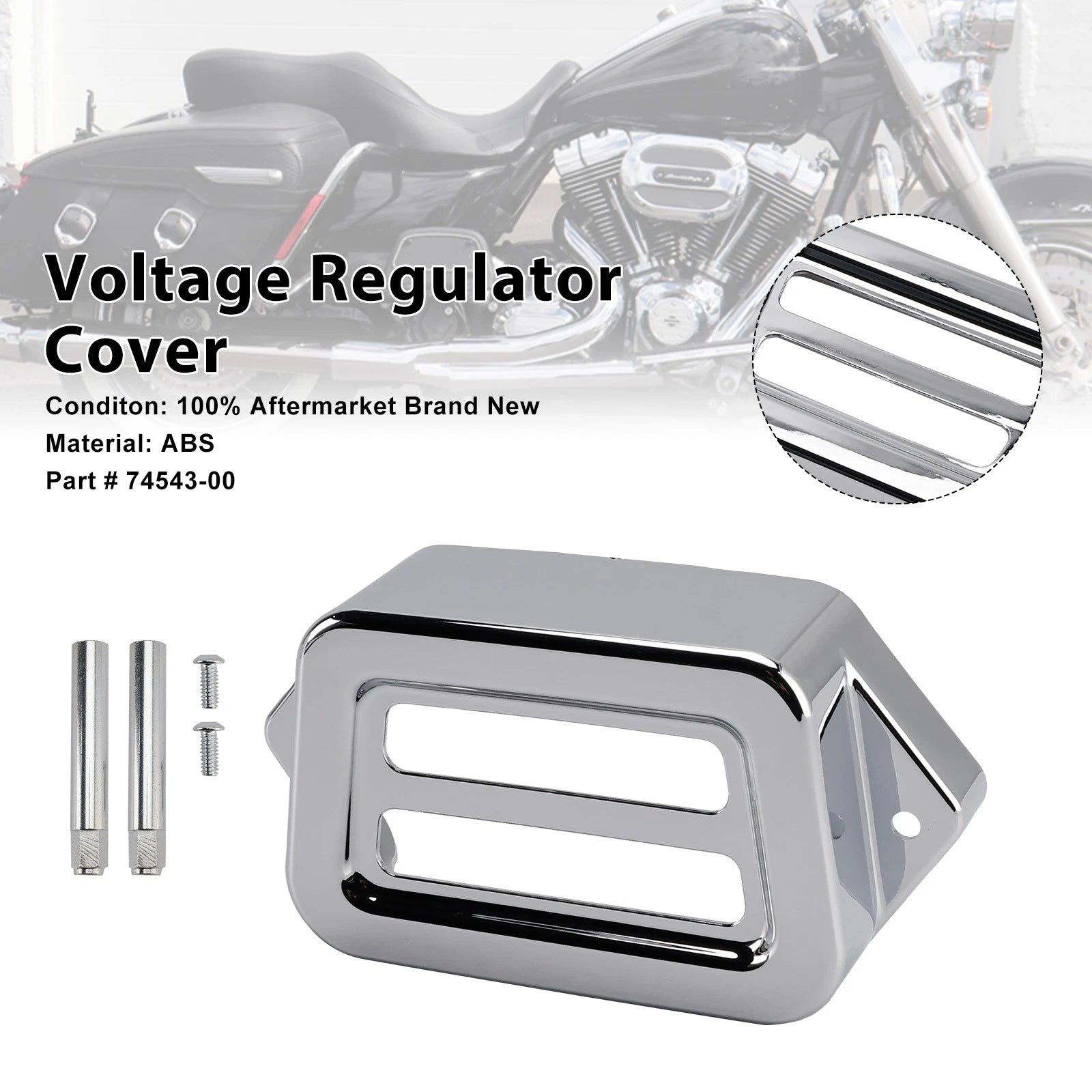Chrome Voltage Regulator Cover for Road King Electra Street Road Glide (1997–2008)