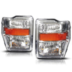 Chrome Housing Headlight Amber Corner Lamps for Ford F250/F350 (2008–2010)