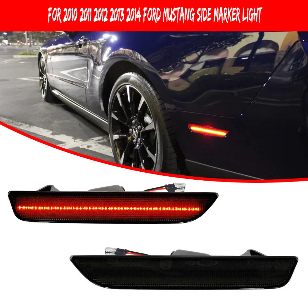 Red LED Smoked Rear Bumper Side Marker Lamps for Ford Mustang (2010–2014)
