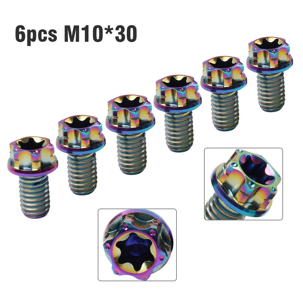 Set of 6 M10x30mm Torx Head Flange Screws for Motorcycle Bike