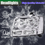 Clear Lens Chrome Headlights Assembly for Avalanche Tahoe Suburban (2007–2014)