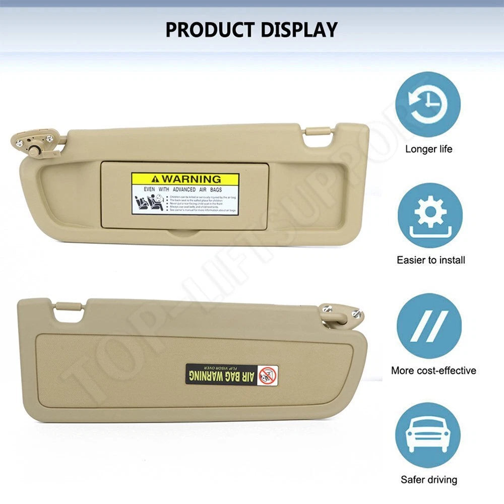 Left Driver Sun Visor for Honda Civic (2006–2008) Pearl Ivory Tan