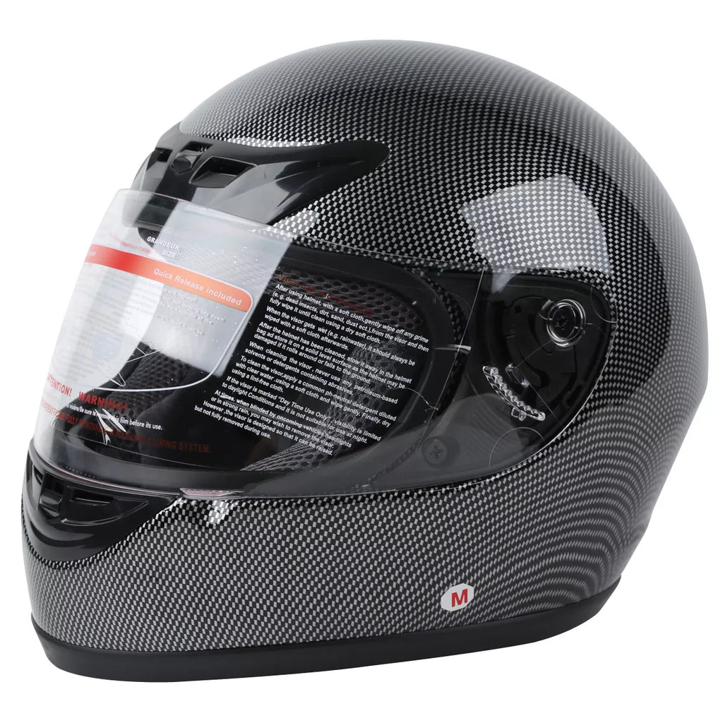 Carbon Fiber Black DOT Flip Up Full Face Helmet for Motorcycle (S, M, L, XL)
