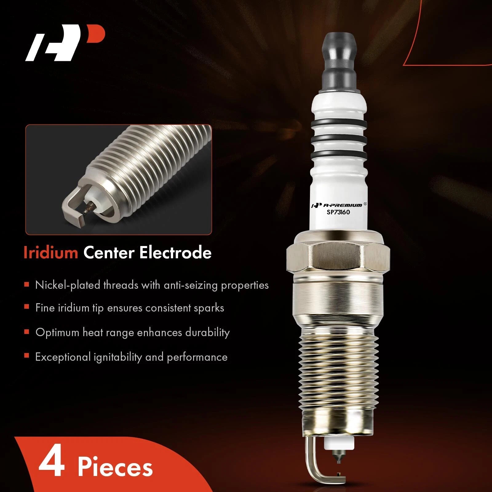 Set of 4 Iridium Platinum Spark Plugs for Ford Focus (2000–2004)