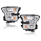 Set of Chrome Headlights for Ford F150 (2015–2017)