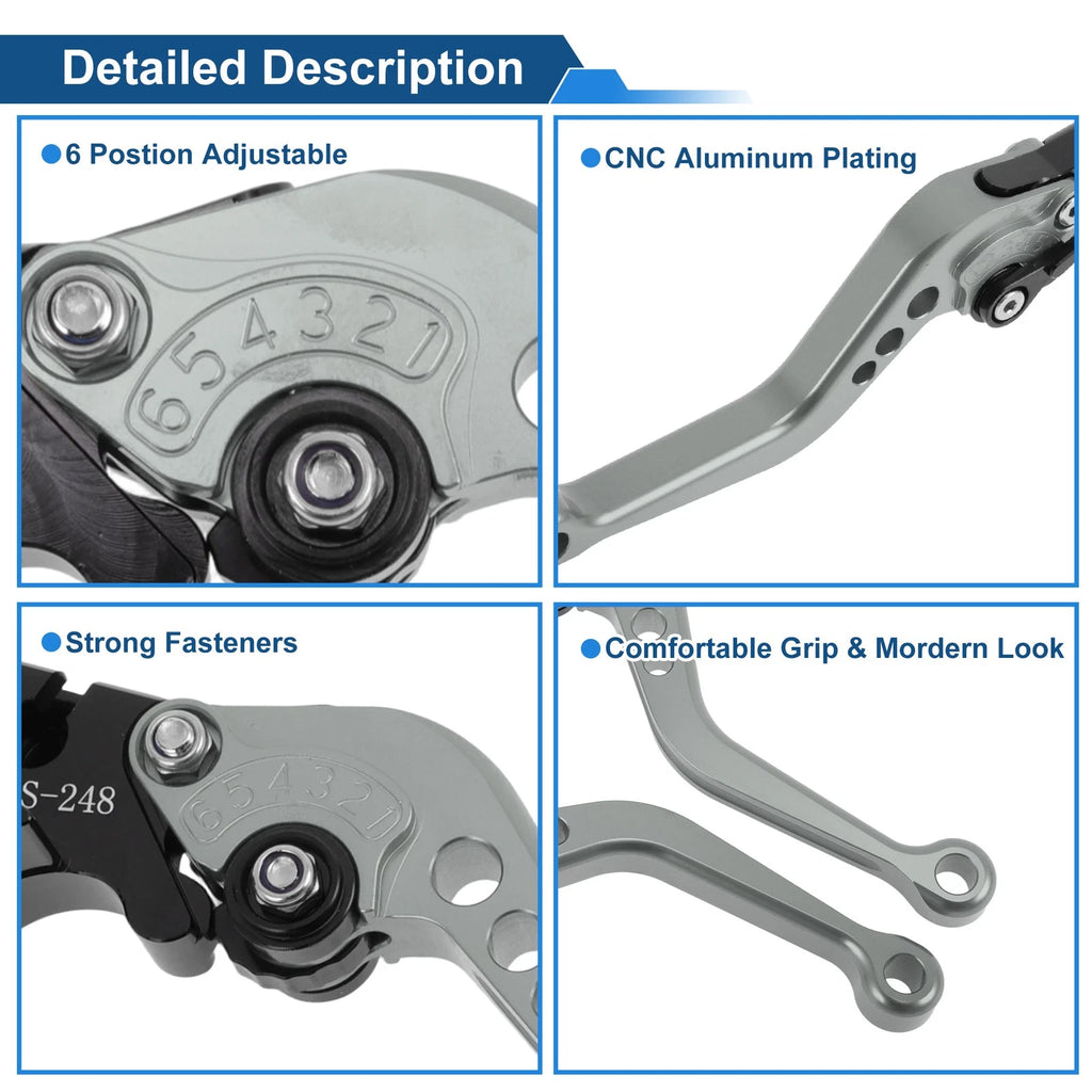 Short Brake Clutch Levers for Suzuki GSR750/GSX-S750 (2011–2021) Titanium Tone