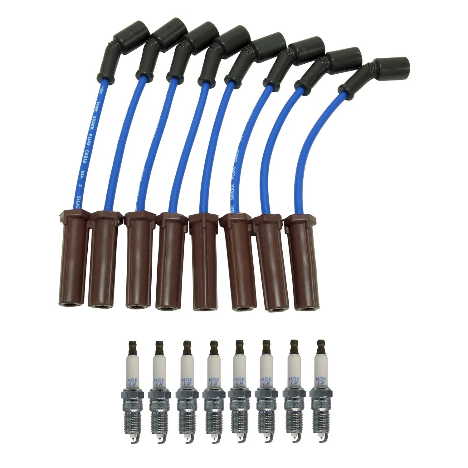 NGK Wire Set & 8 Laser Iridium Spark Plugs for Escalade Silverado 2500 (2007–2014)