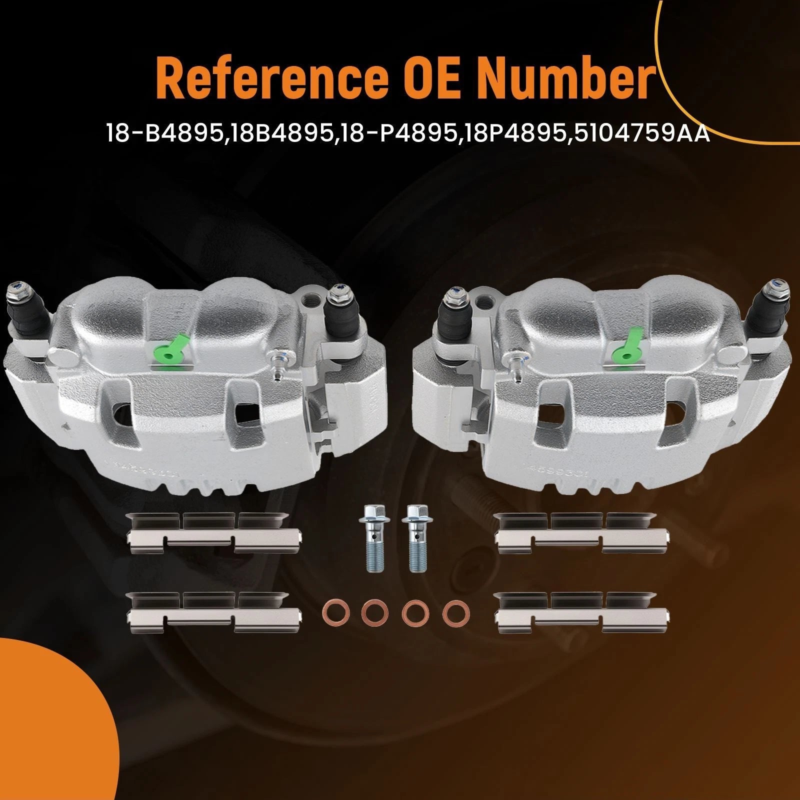 Set of 2 Rear Brake Calipers for Dodge Ram 2500 (2003–2008) 18-B4894 18-B4895