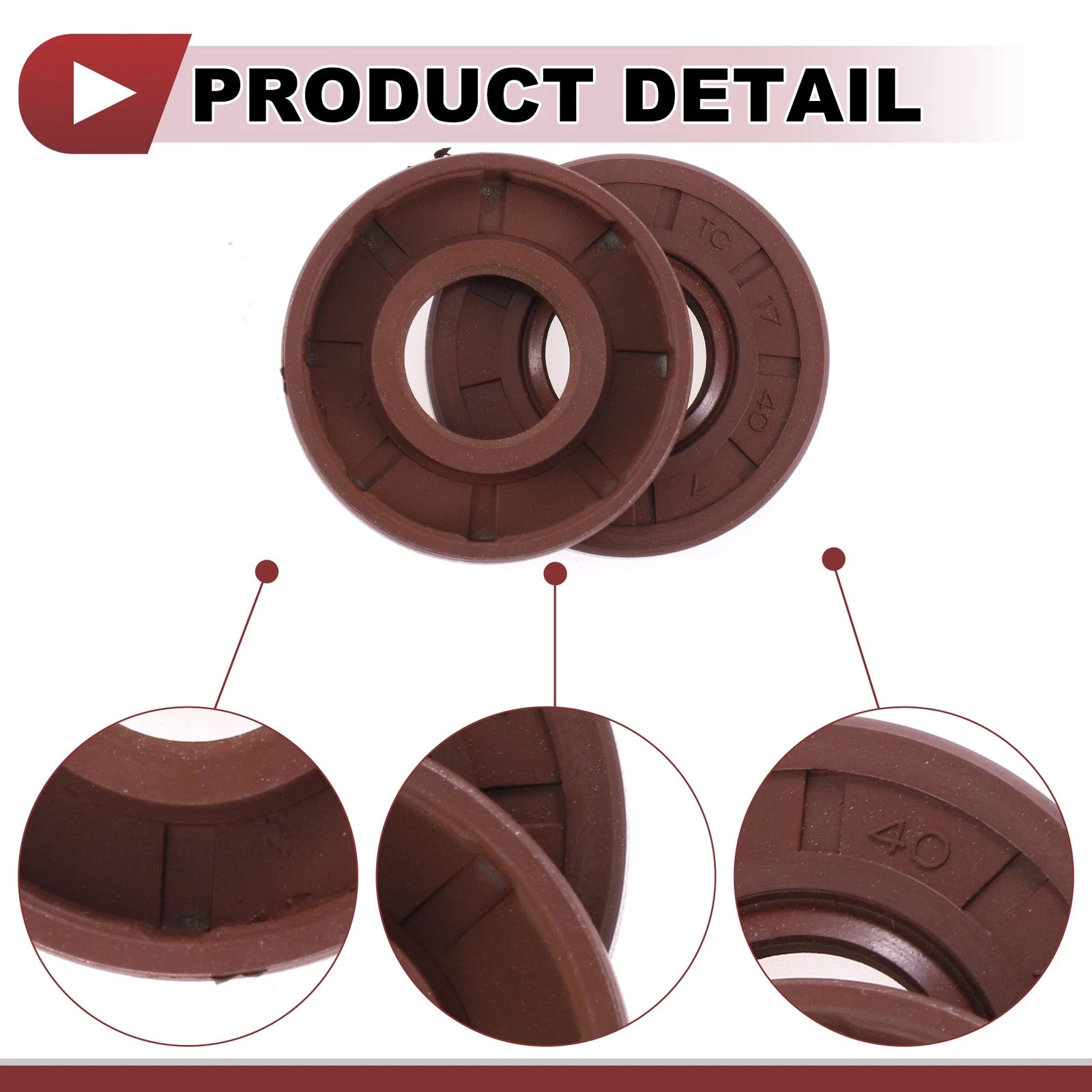 Set of 2 Oil Seal Rotary Shaft Seal FKM Rubber 17x40x7mm