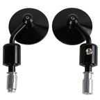End Rearview Mirrors 3" Round 7/8" Handlebars for Harley