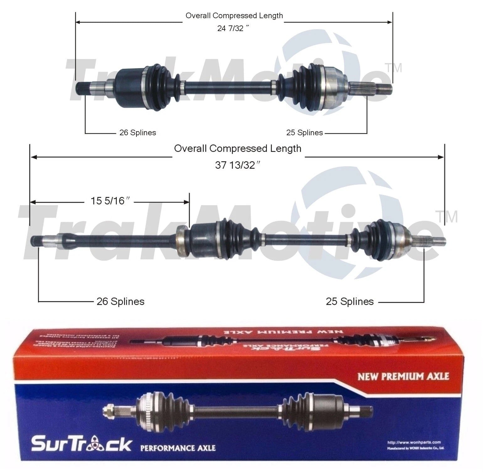 Set of 2 Front CV Axle Shafts for Ford Focus (2000–2011) 4F27E, MTX75