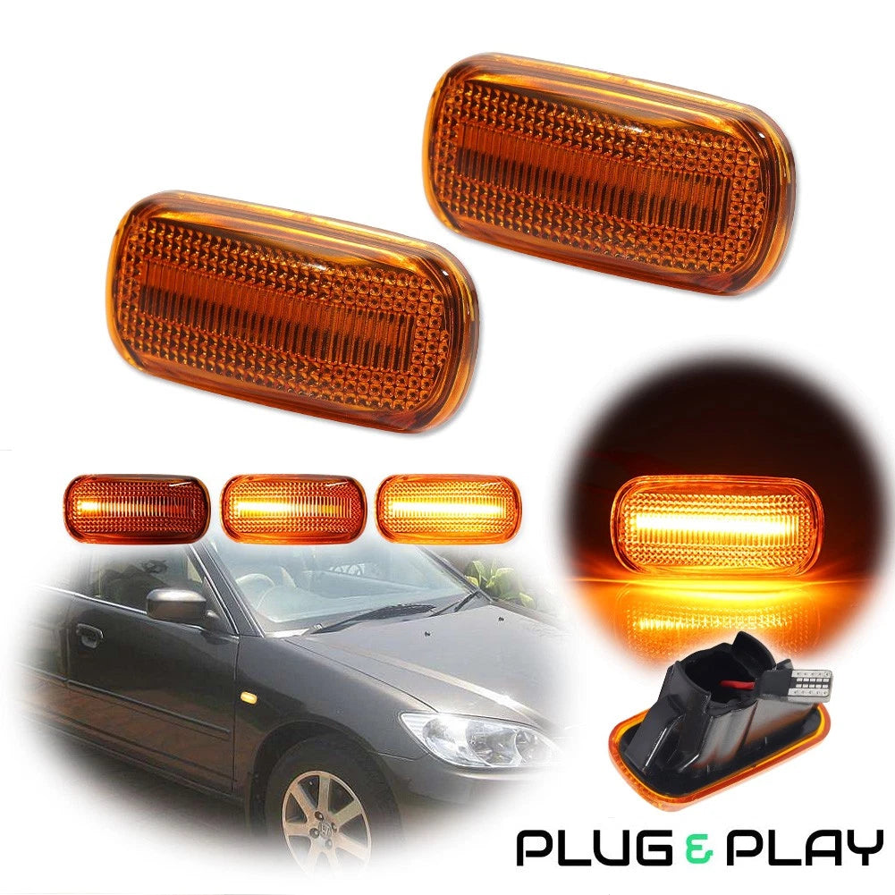 Sequential Amber LED Side Marker Lights for Honda Civic Acura RSX Integra