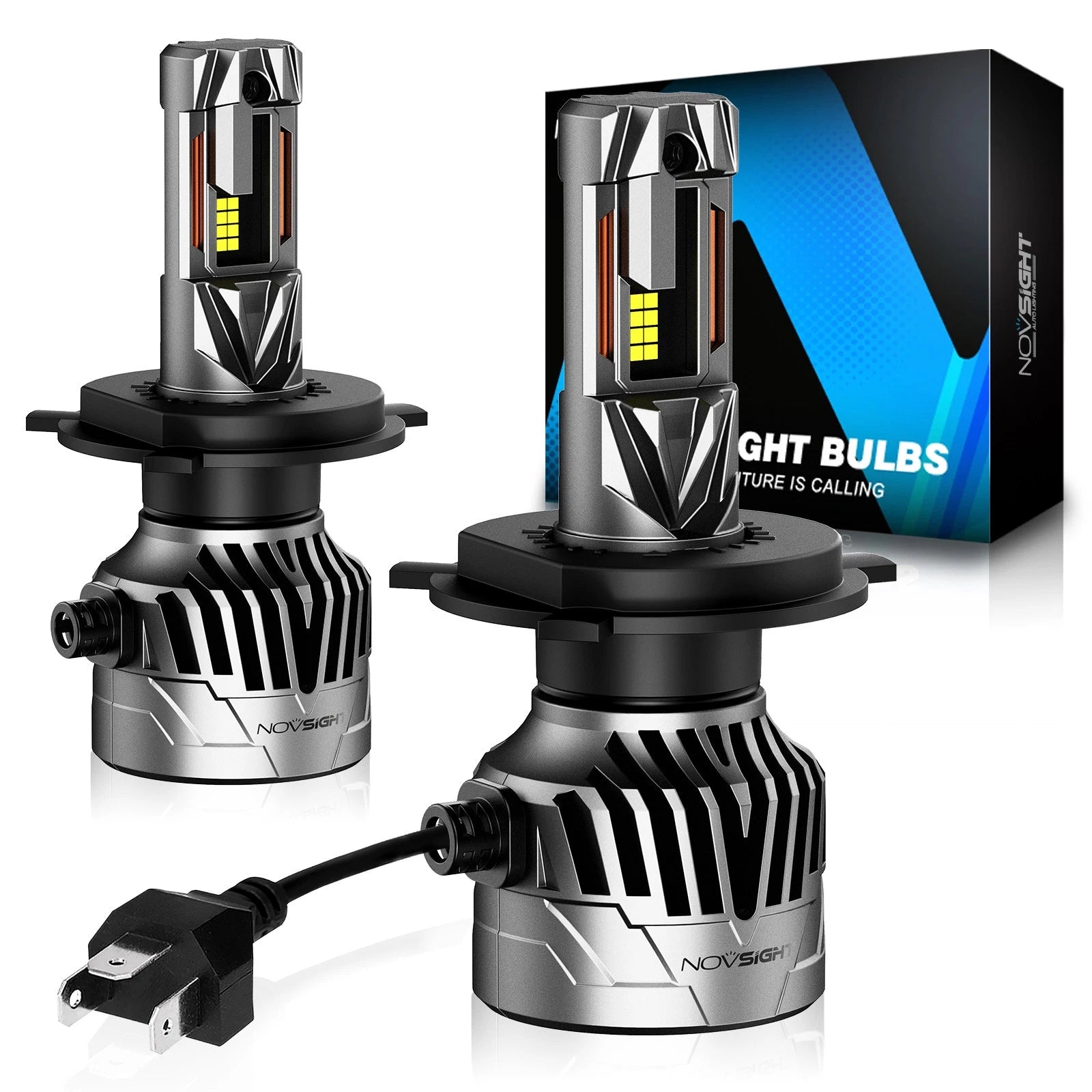 H4 LED Headlight Bulbs Conversion Kit for NOVSIGHT (30000LM, 6500K)