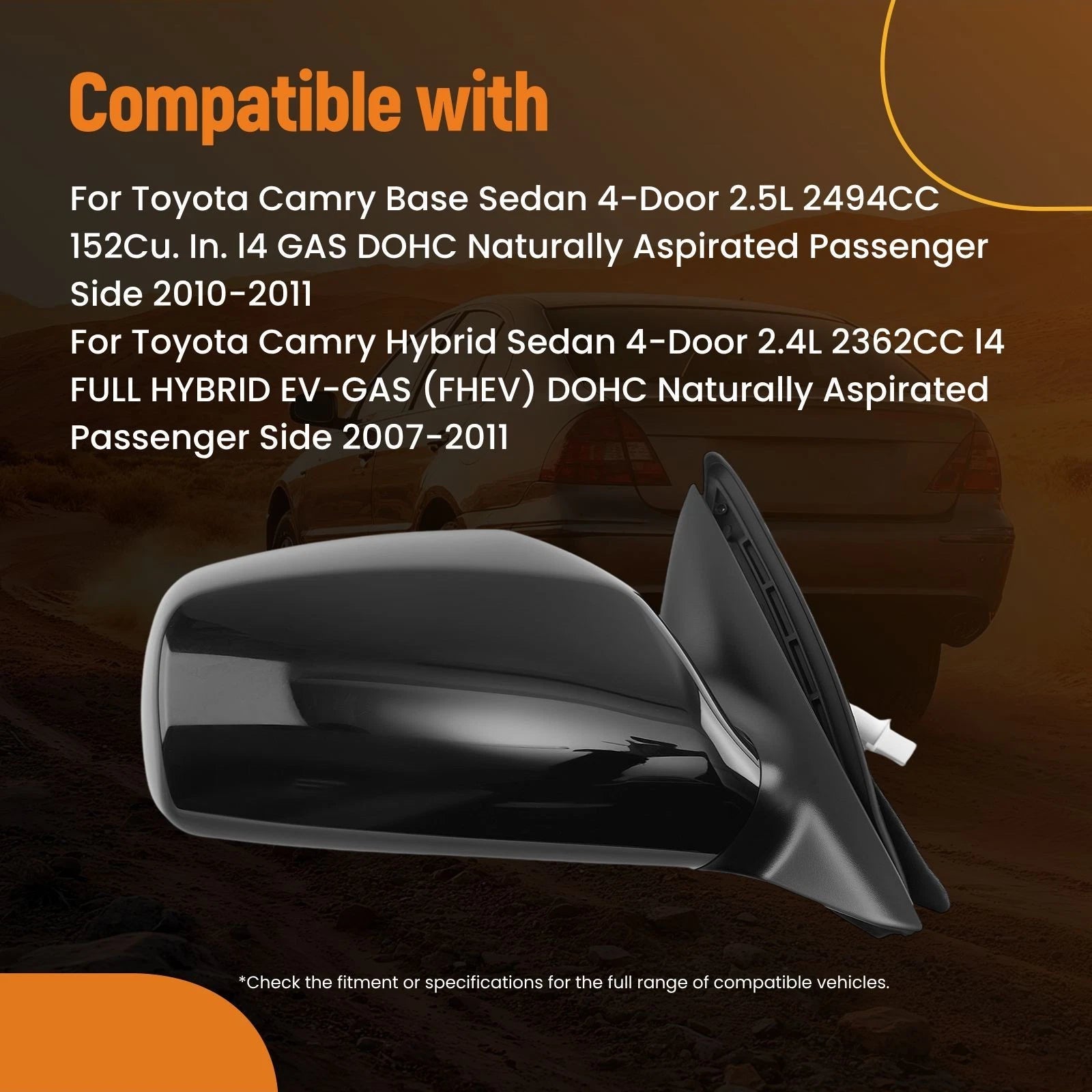 Passenger Side View Mirror for Toyota Camry (2007-2011)