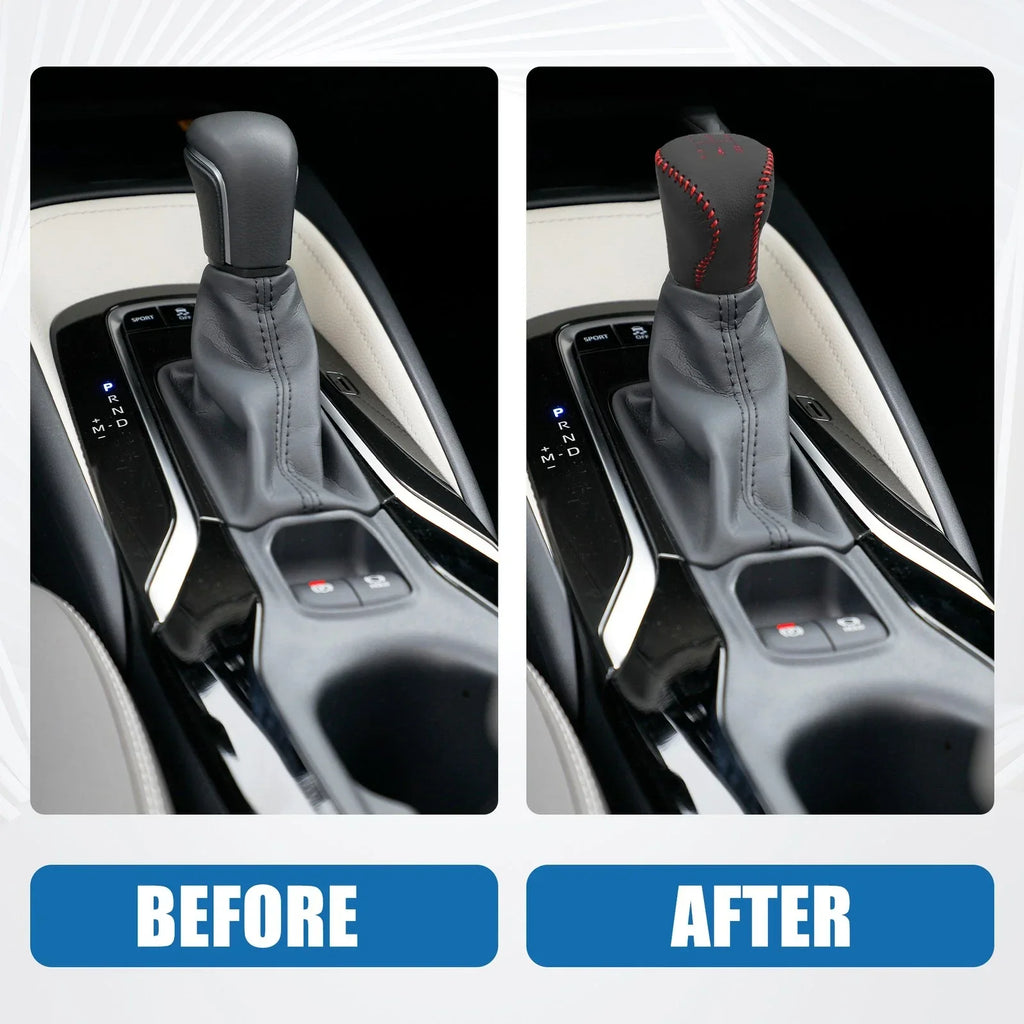 Gear Shifting Knob Cover for Hyundai Elantra 2004-2011 Faux Leather Black Red
