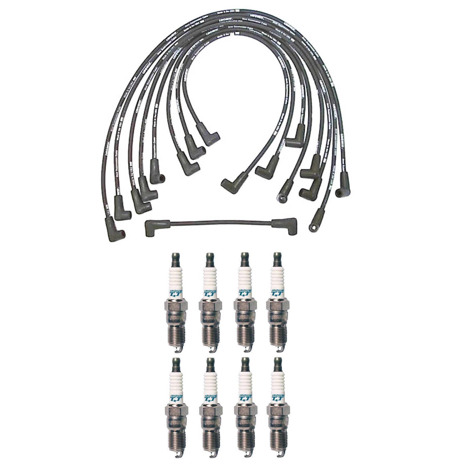 Denso 8mm Wire Set & 8 Iridium TT Spark Plugs Kit for GMC 5.7L V8 (Std Asp)