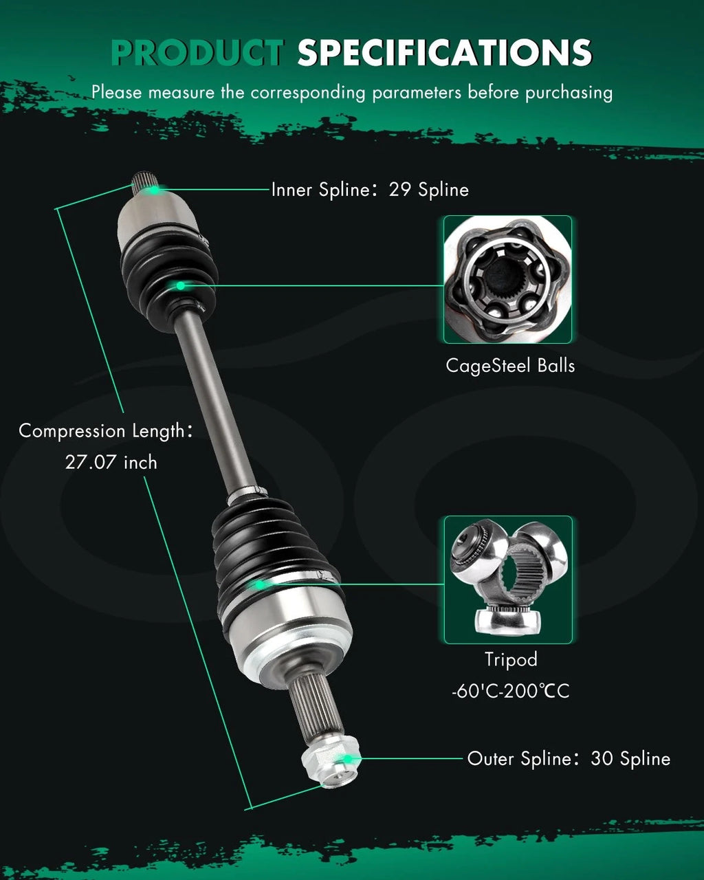 Front Left Manual Transmission CV Axle for Honda Accord (2008–2012)