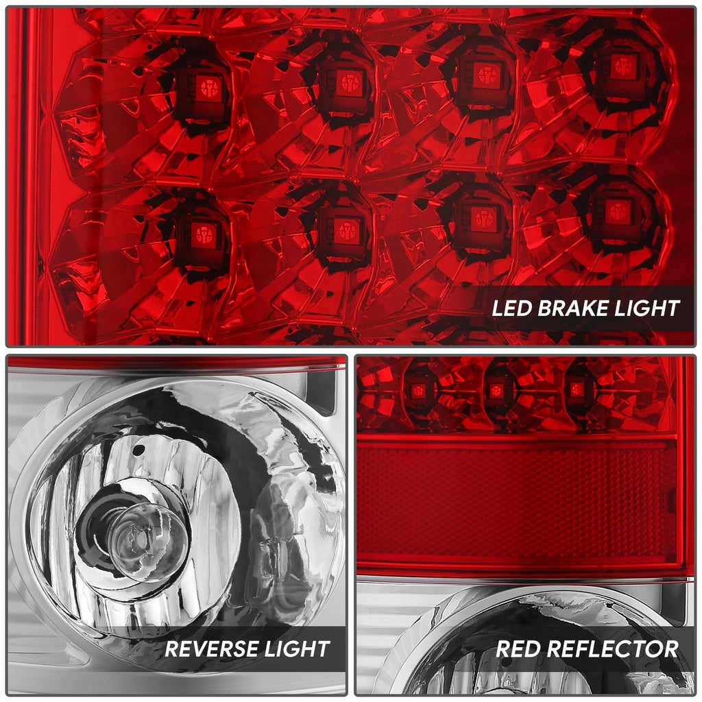 Set of 2 Full LED Tail Brake Light Lamps for Dodge Ram 1500 2500 3500 (2002–2006)