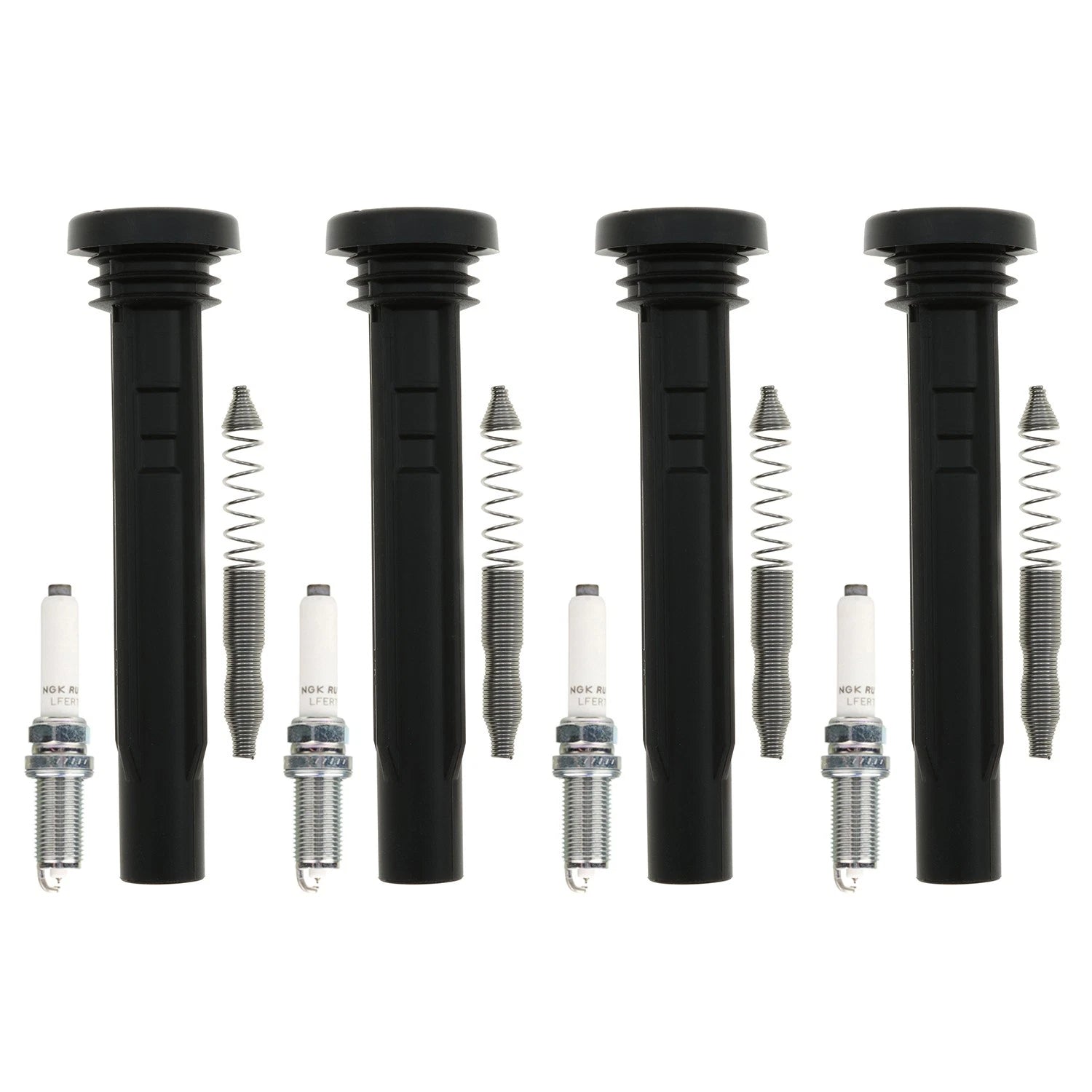 Set of 4 NGK Ruthenium HX Spark Plugs & Coil Boots for A3 Quattro Jetta (2006–2013)