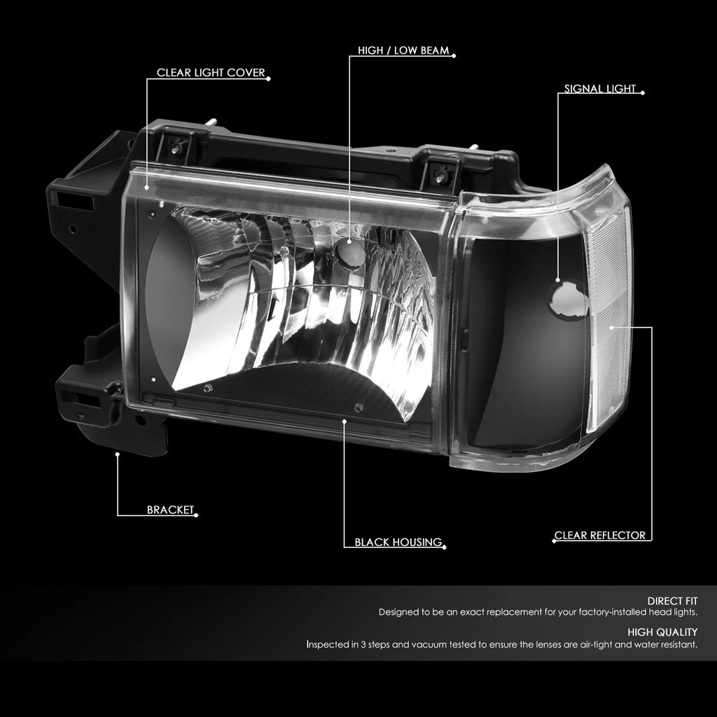Headlight Corner Lamp Set for Ford F150 F250 F350 Bronco (1987–1991) Black/Clear