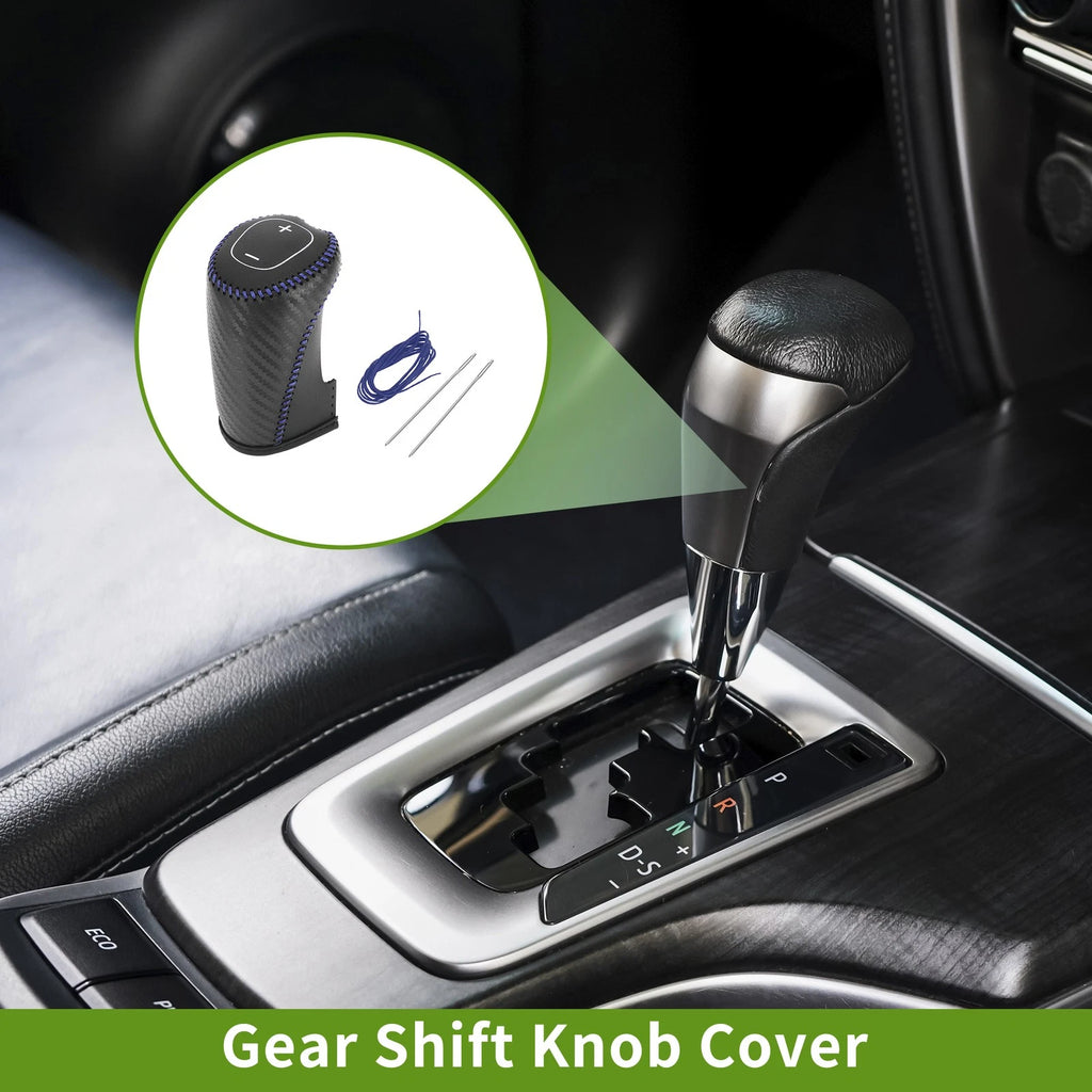 Gear Shift Knob Cover for Chevrolet Malibu (2016–2020) Black Carbon Fiber Blue