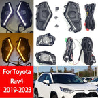LED Fog Driving Lights for 2019-2023 Toyota Rav4 Dual Color DRL Signal