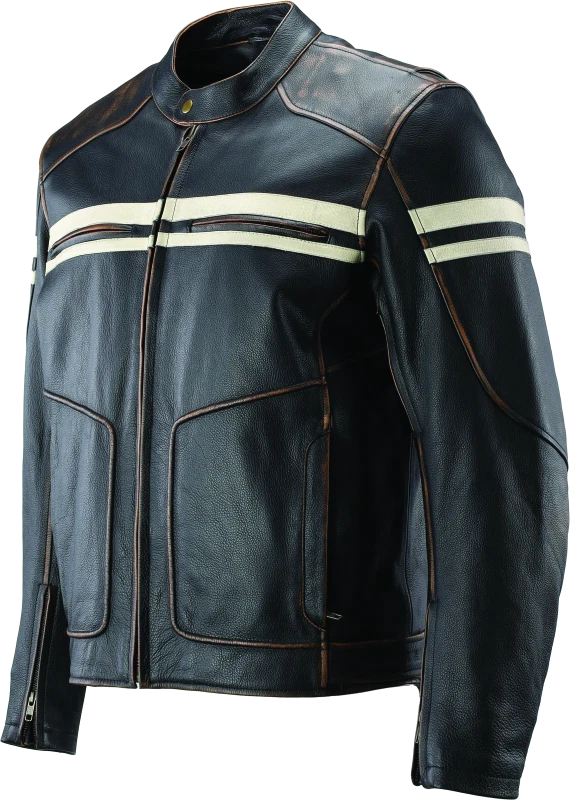 Kuryakyn Hoodlum Vintage Leather Jacket for Motorcycle (Small)