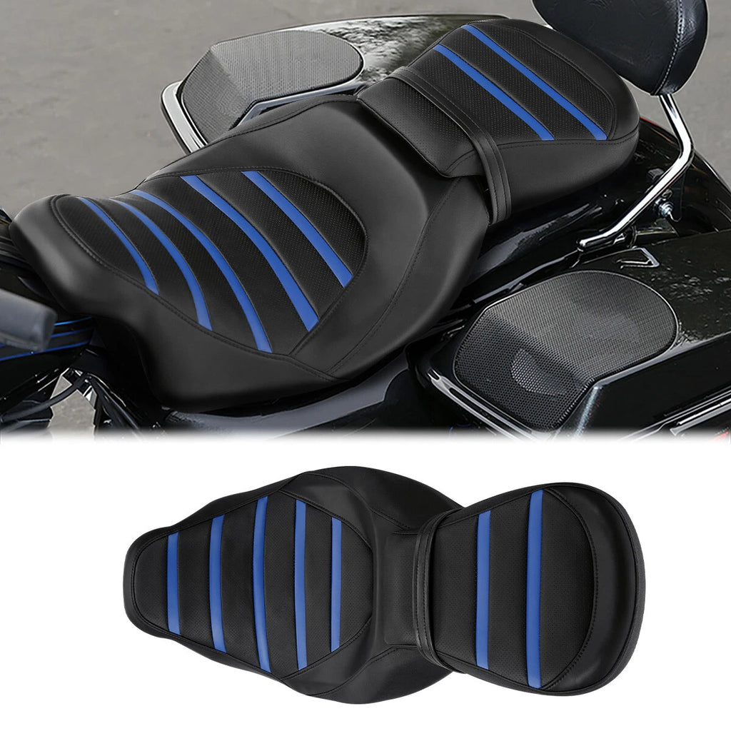 Rider Driver Passenger Seat for Harley Road Glide King (2009–2023) Black Blue