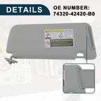 Left Driver Side Sun Visor w/ Mirror for Toyota RAV4 (No. 74320-42420-B0)