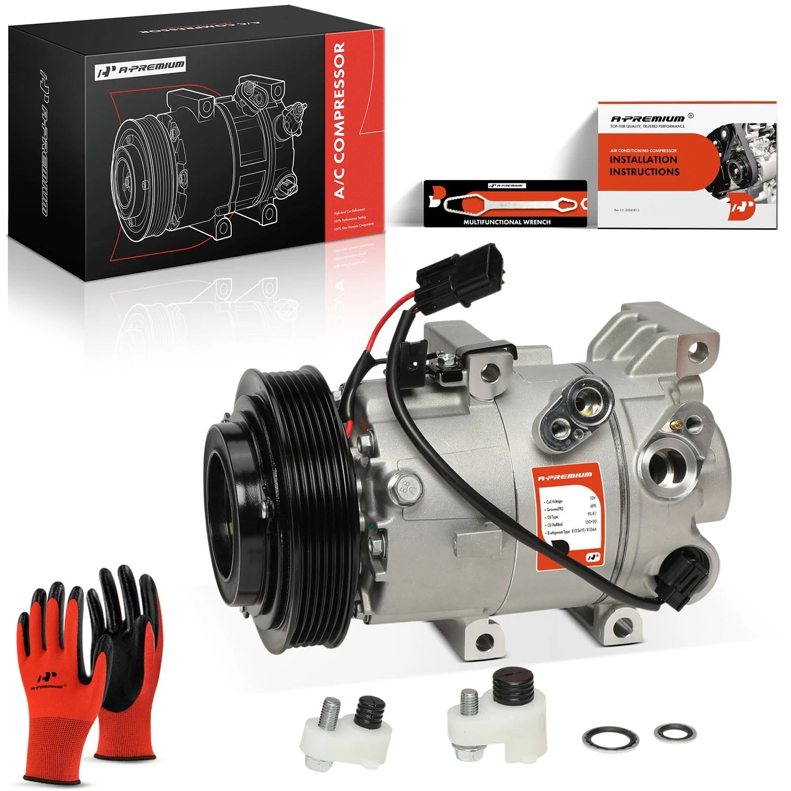 A/C Compressor with Clutch for Hyundai Accent Kia Rio (2018–2019)