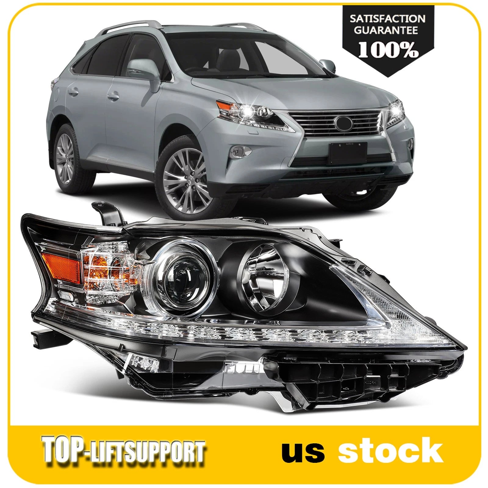 Right Side Headlight Assembly with LED DRL for Lexus RX350 RX450h (2013–2015)