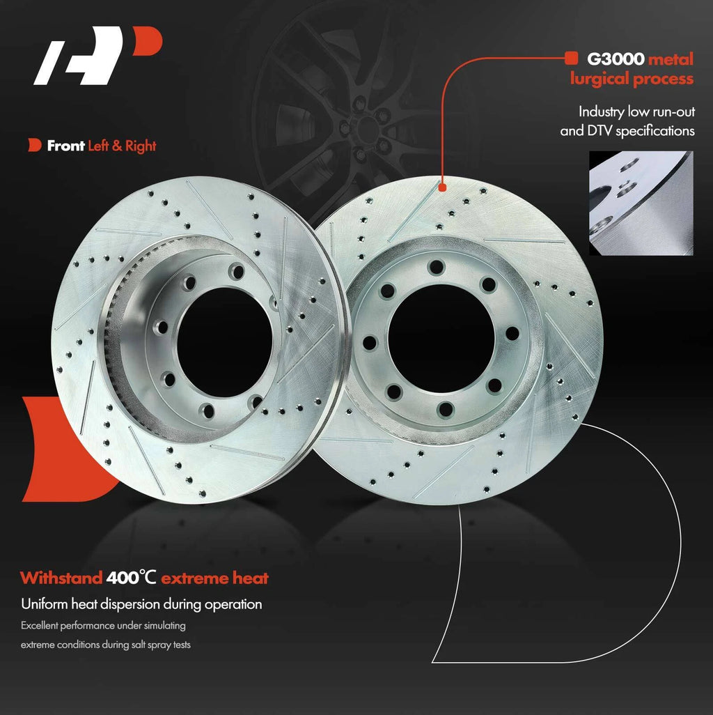 Front Drilled Rotors & Brake Pads for Ford F-250 F-350 F-450 (2013–2021)