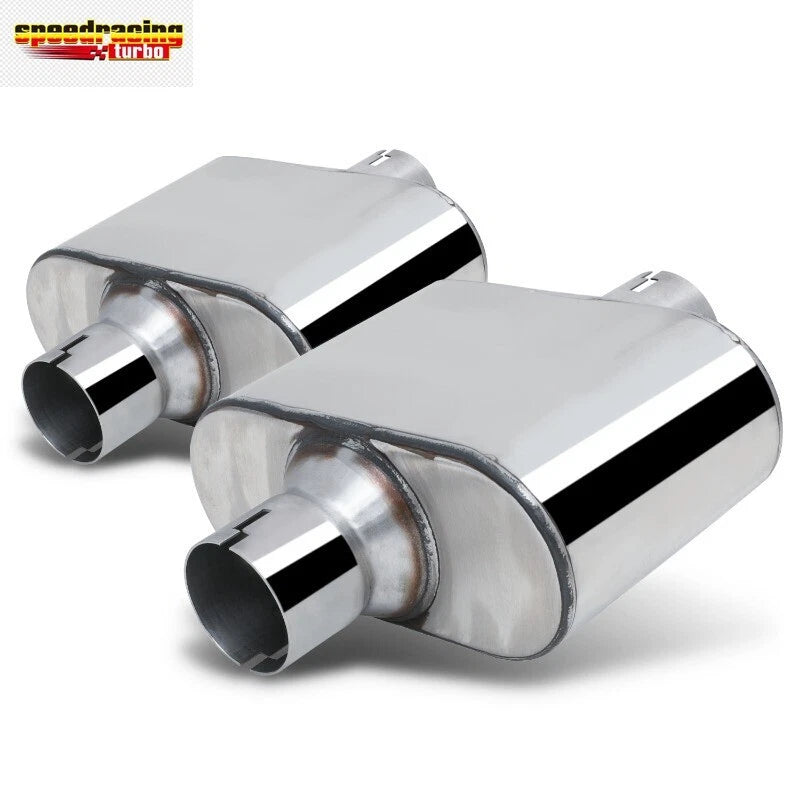 2X 2.5" Center Inlet/Outlet Race Chambered Exhaust Muffler (12.5"L)