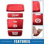 Set of 4 Gear Shift Panel Handbrake Button Covers for Honda Accord (2018–2022) Red