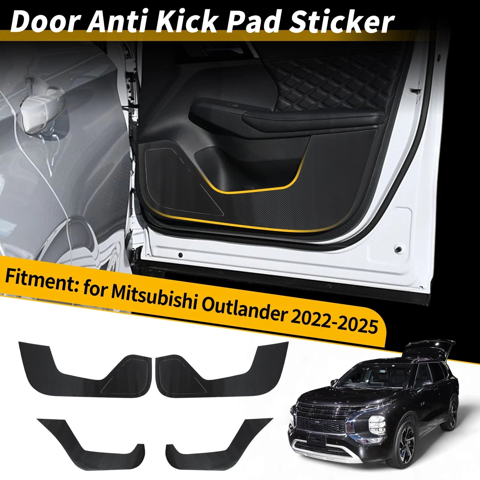 Car Door Anti Kick Pad Sticker Scratch Protector for Mitsubishi Outlander (2022–2025)