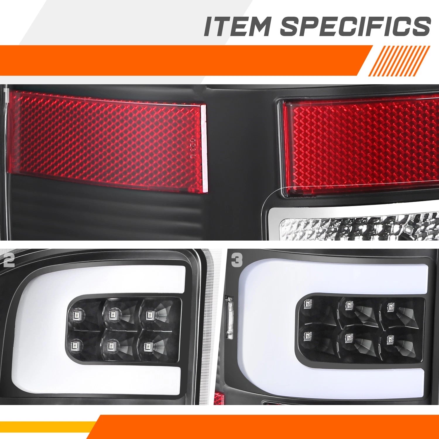 Dual 3D LED C-Tube Bar Tail Light for GMC Sierra (2007–2014)