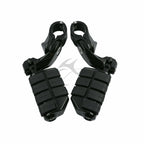 1 1/4" Chrome/Black Short Angled Highway Bar Footpegs for Harley