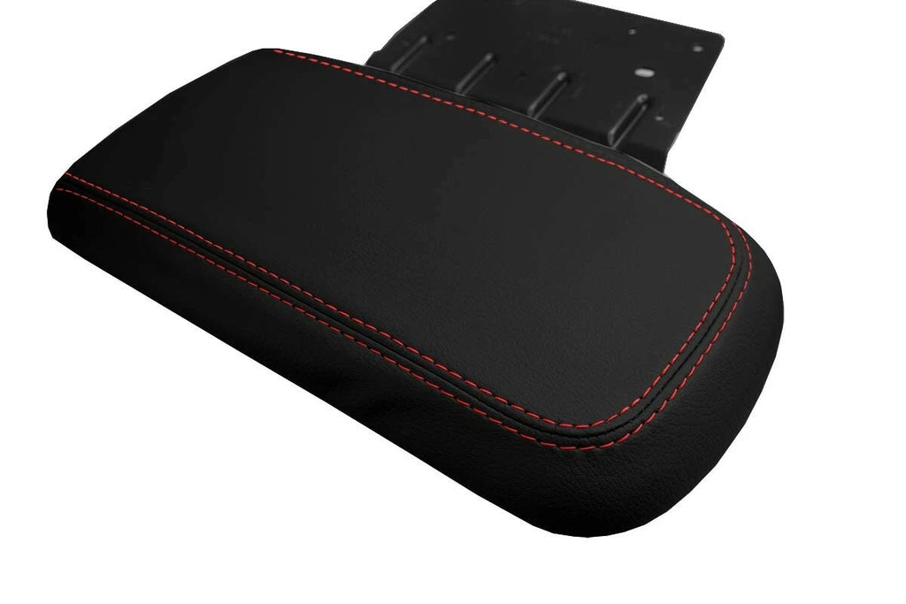 Leather Console Lid Armrest Cover for Mitsubishi Eclipse (2006–2012) Red Stitch
