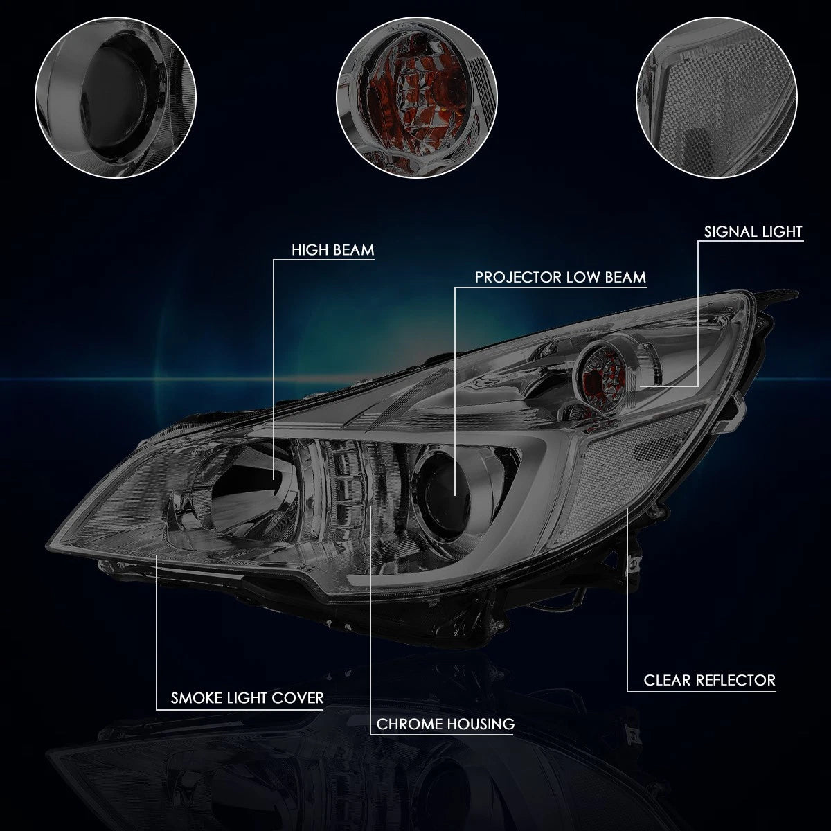 Projector Headlights for Subaru Outback/Legacy (2010–2014) Smoked Housing