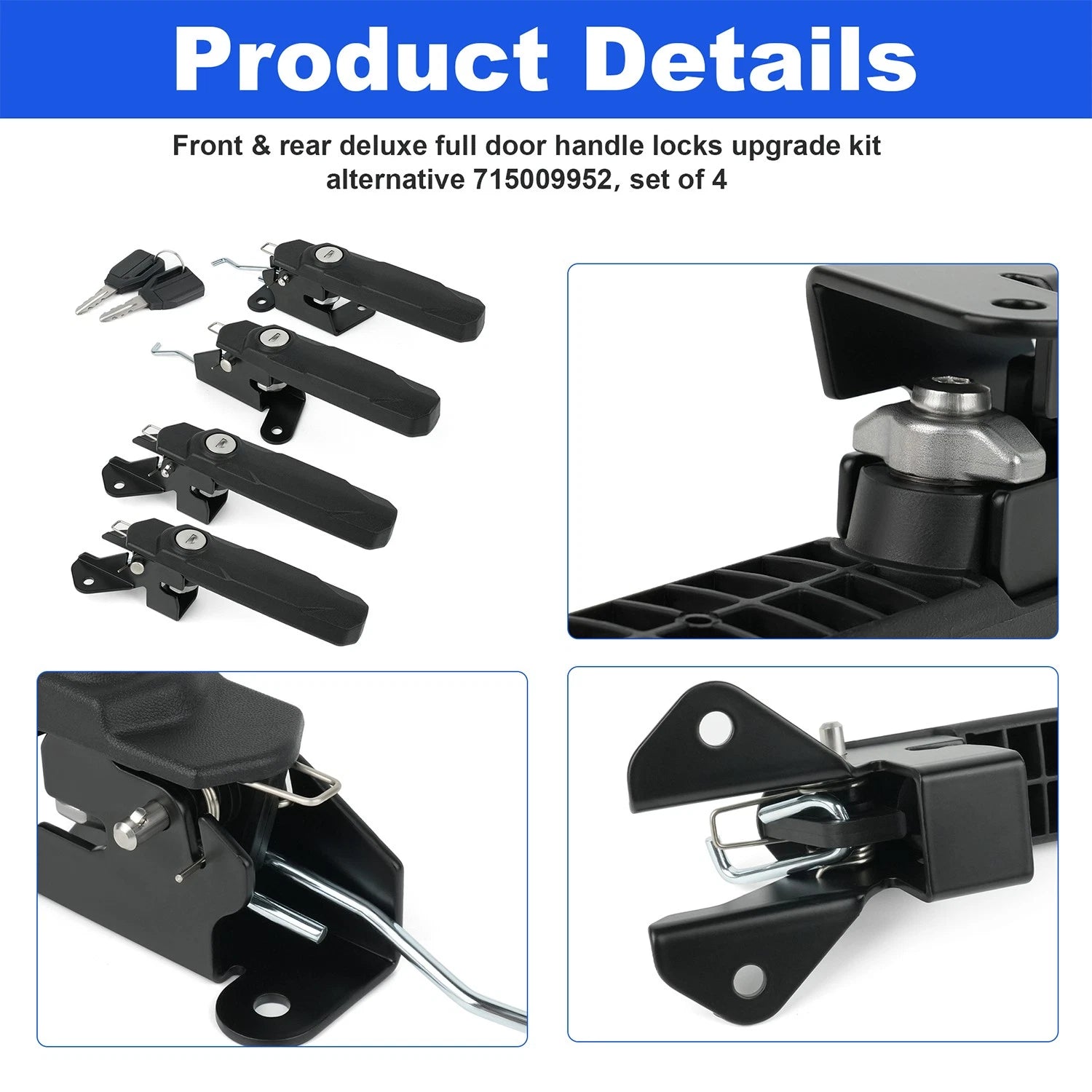 Set of 4 Door Latch Handle Barrel Locks for Can-Am Defender MAX (2016–2023)