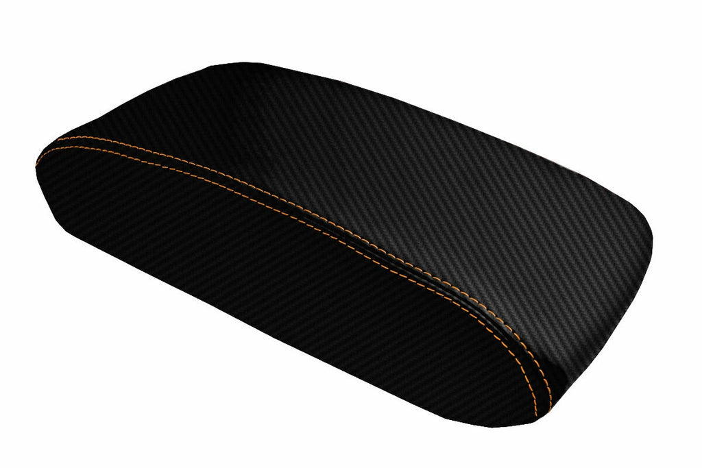 Console Lid Cover for Jeep Grand Cherokee (2011–2019) Carbon Fiber Orange Stitch