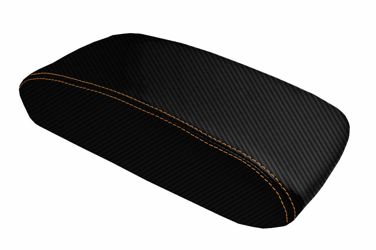 Console Lid Cover for Jeep Grand Cherokee (2011–2019) Carbon Fiber Orange Stitch